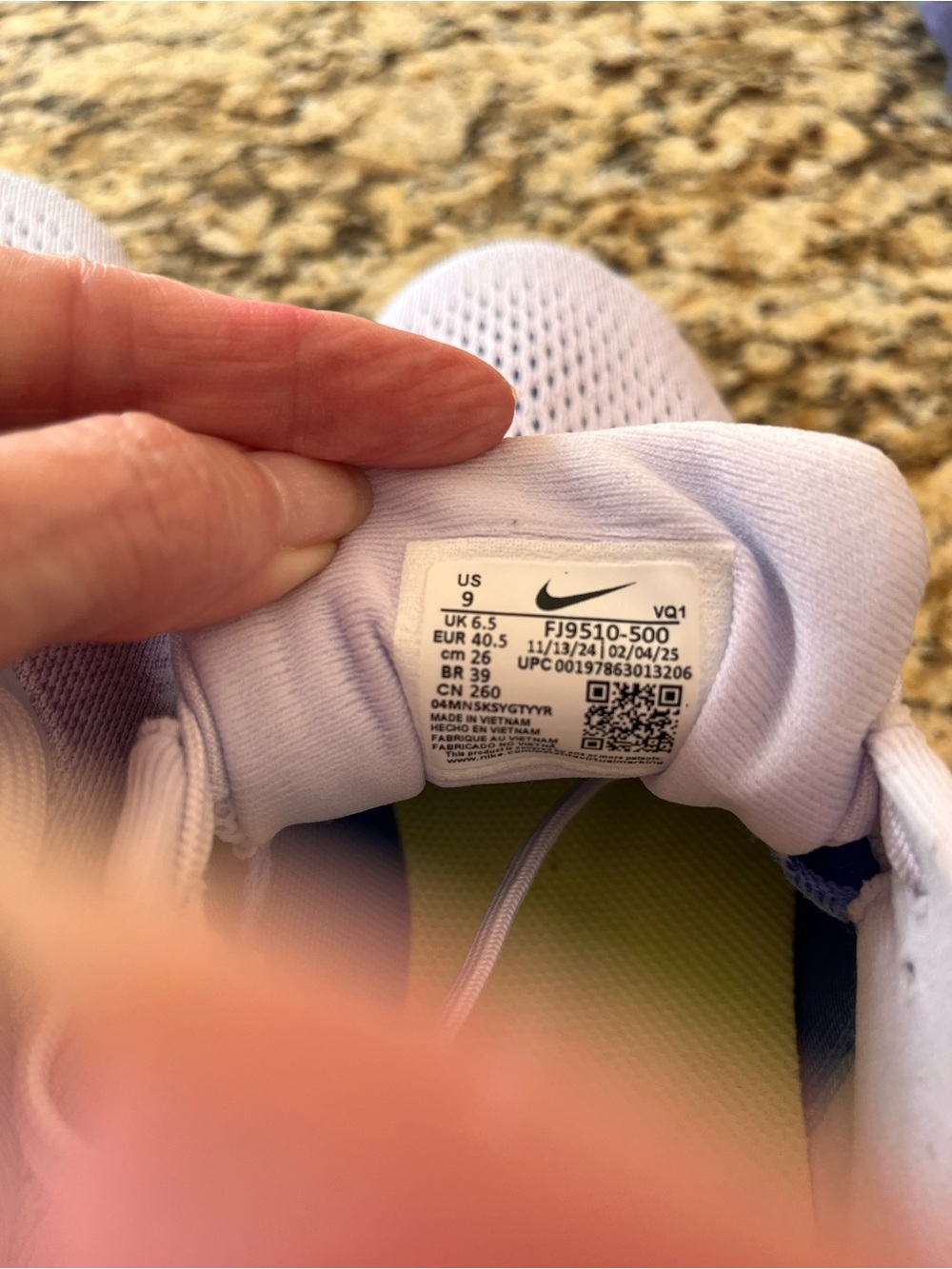 Nike Lady Lavender Sneakers with Lime Green Insole